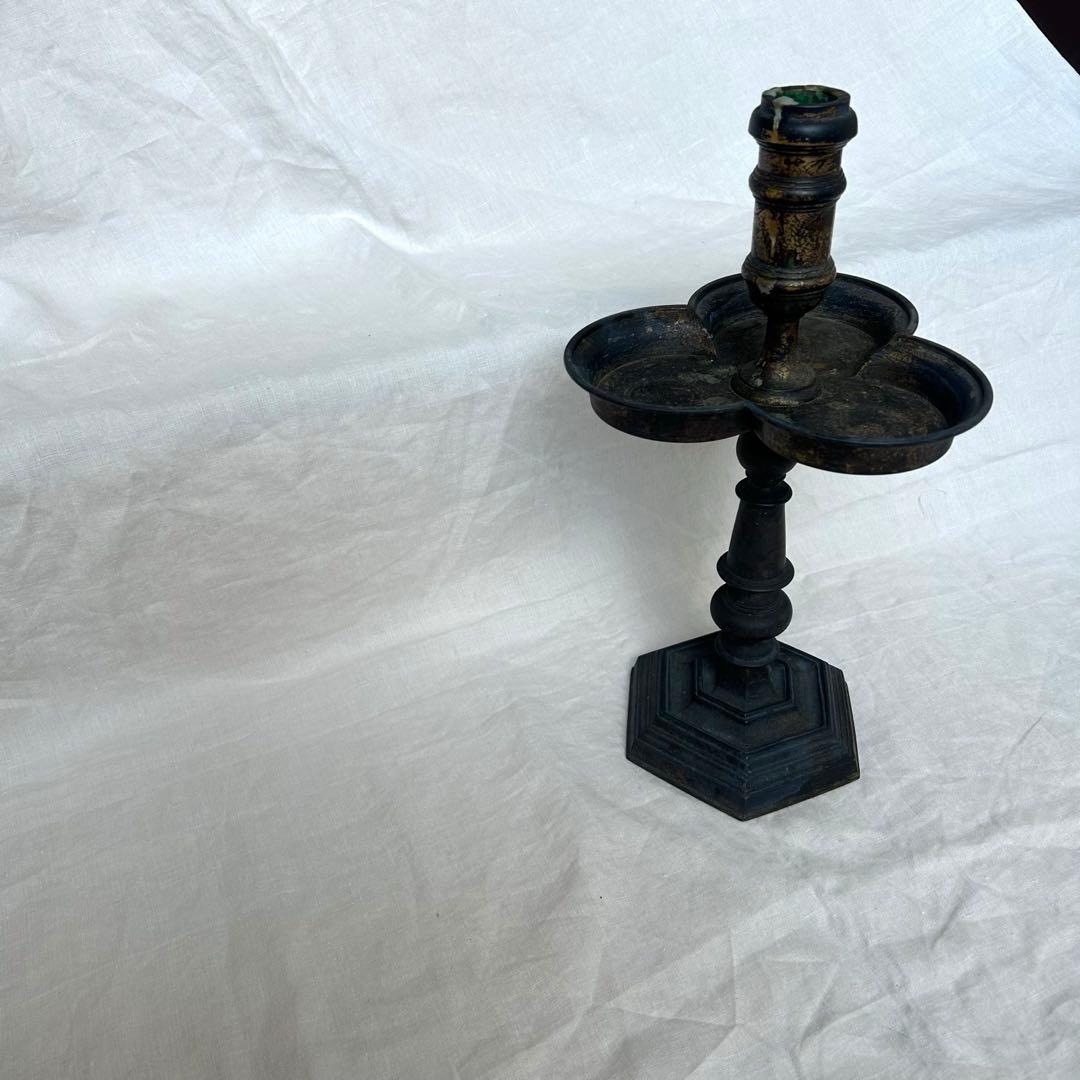 希少　フランスアンティーク 真鍮製 燭台 特大36cm 3つ葉　店舗什器　A