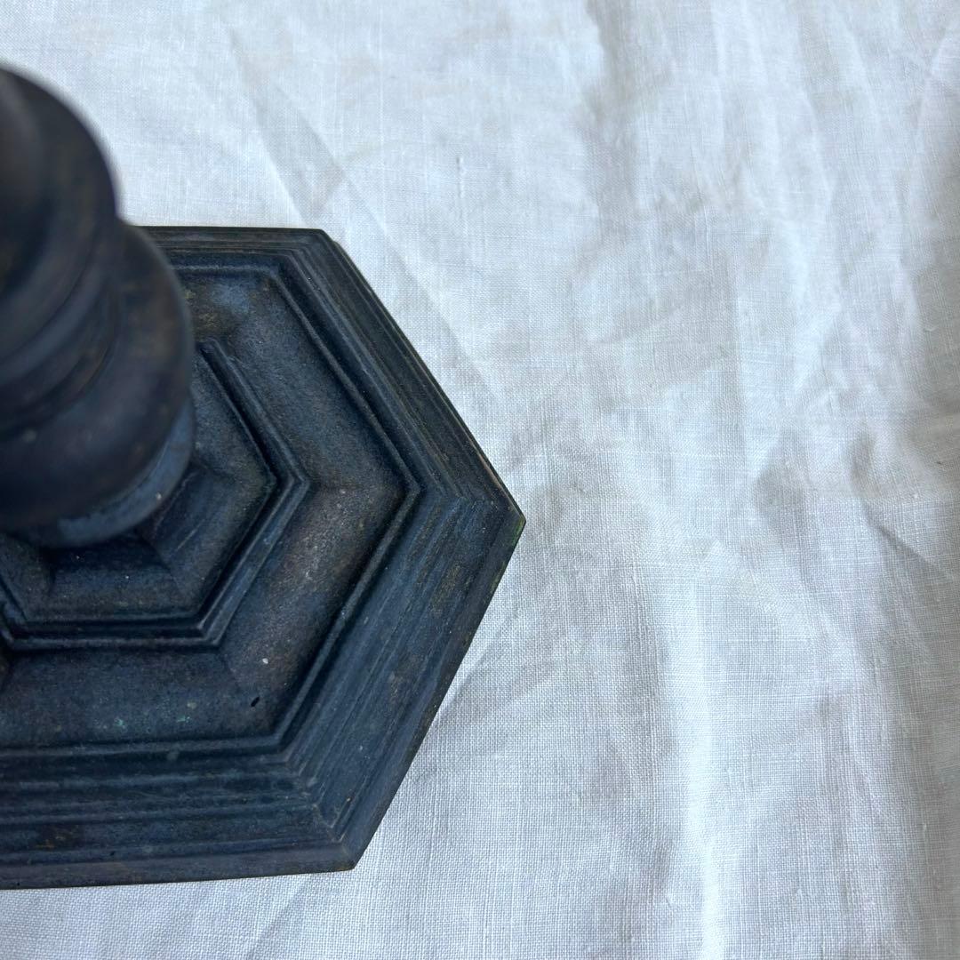 希少　フランスアンティーク 真鍮製 燭台 特大36cm 3つ葉　店舗什器　A