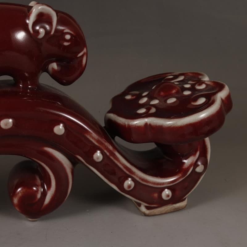 磁器海棠紅釉吉祥如意 置物 鎮宅辟邪 開運風水 招財装飾品 工芸品 美術品