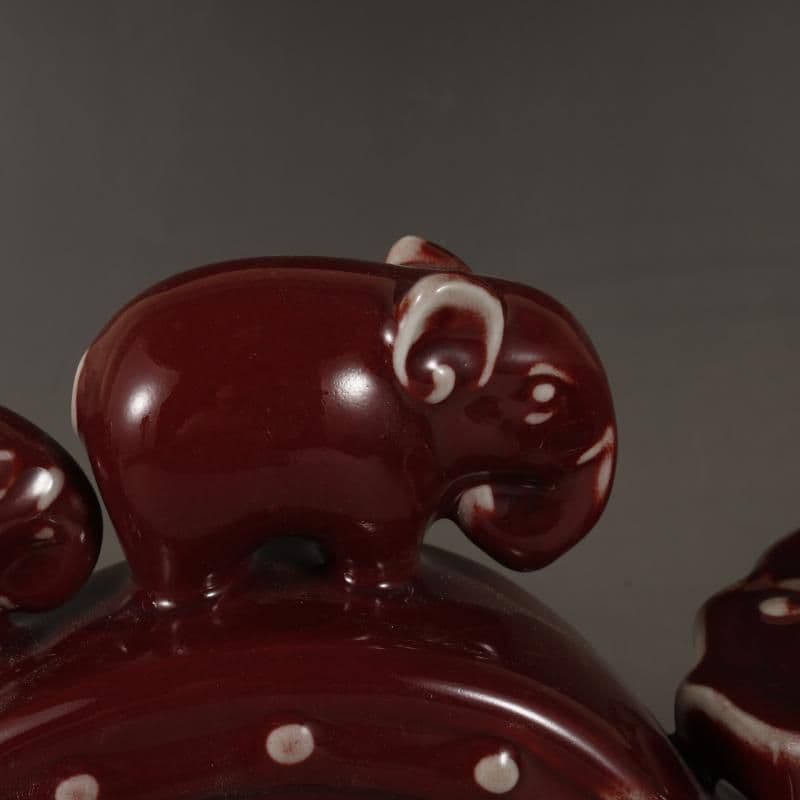 磁器海棠紅釉吉祥如意 置物 鎮宅辟邪 開運風水 招財装飾品 工芸品 美術品