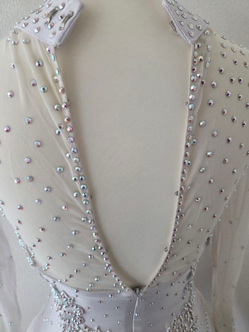 ラテンドレス 社交ダンス ホワイト スワロフスキー