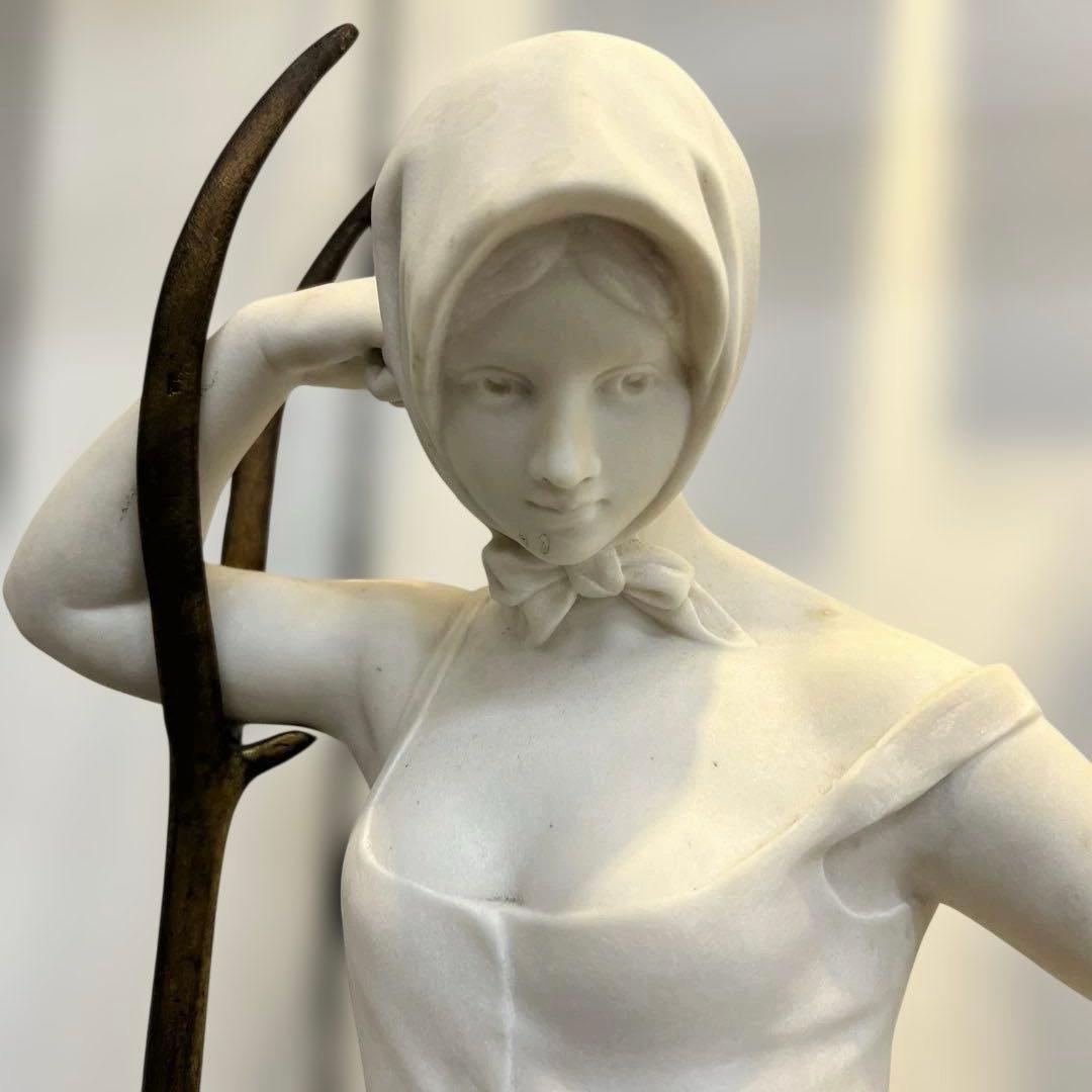 専用アルフレド・ブーシュ「農婦大理石38.4kg高さ81㎝東な8-0106☆1F