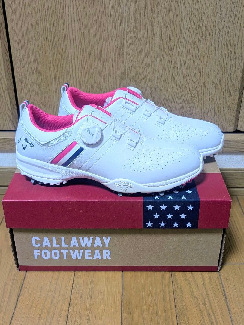 【新品未使用】◆Callaway ゴルフシューズ 24cm ホワイト/ピンク