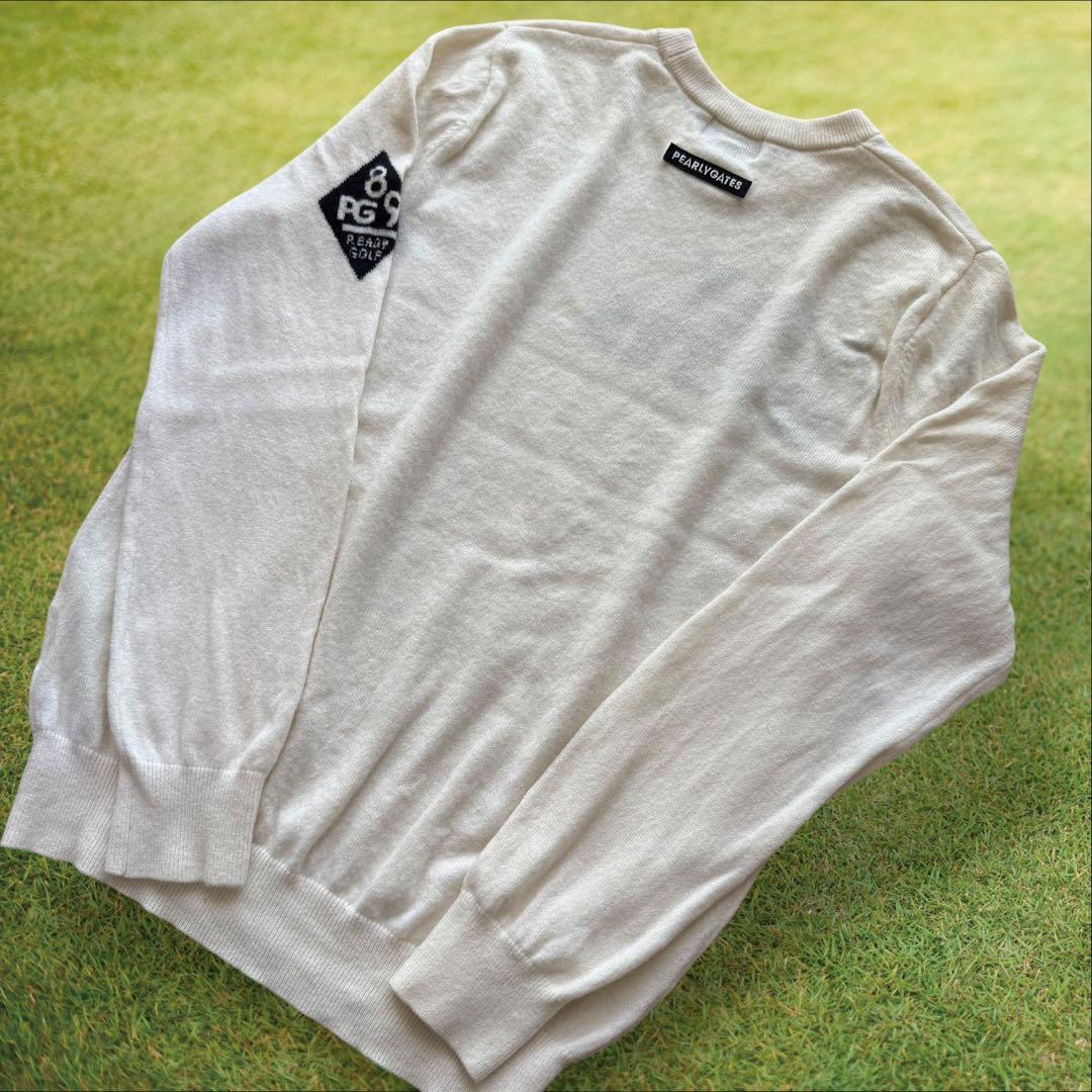 カシミヤ素材　パーリーゲイツ　ニット　M〜L相当　白　アイボリー　セーター　4