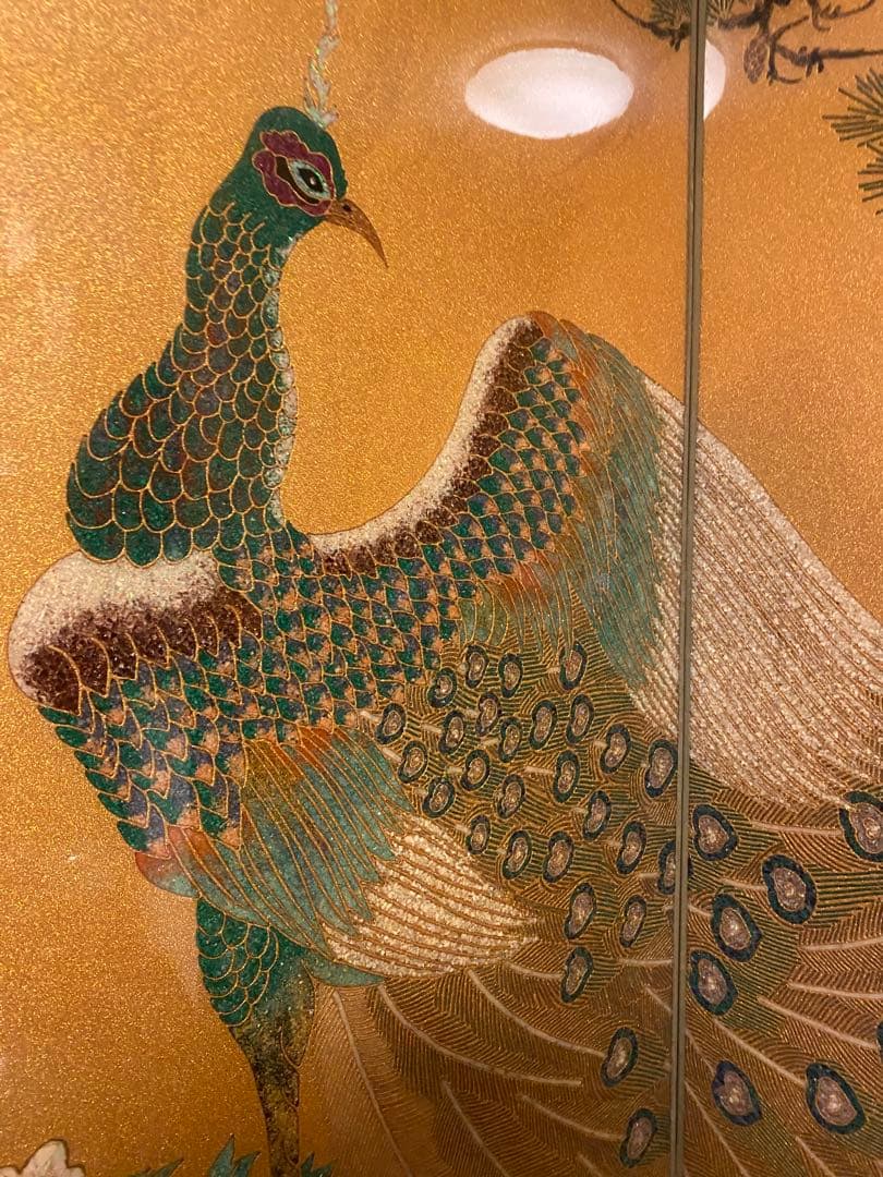 豪華絢爛⭐︎表面ガード付き　孔雀と花の衝立　ダイヤモンド入り（目）