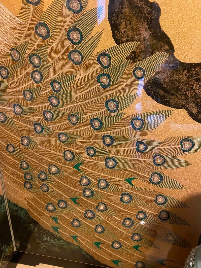 豪華絢爛⭐︎表面ガード付き　孔雀と花の衝立　ダイヤモンド入り（目）