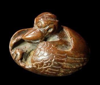 木彫 根付 「孵化する烏天狗」在銘