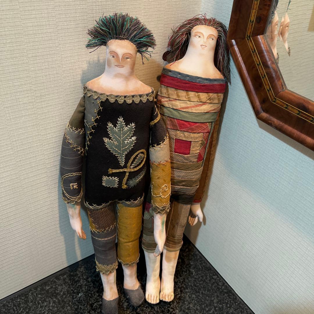 作家物　手作り布製人形 2体セット