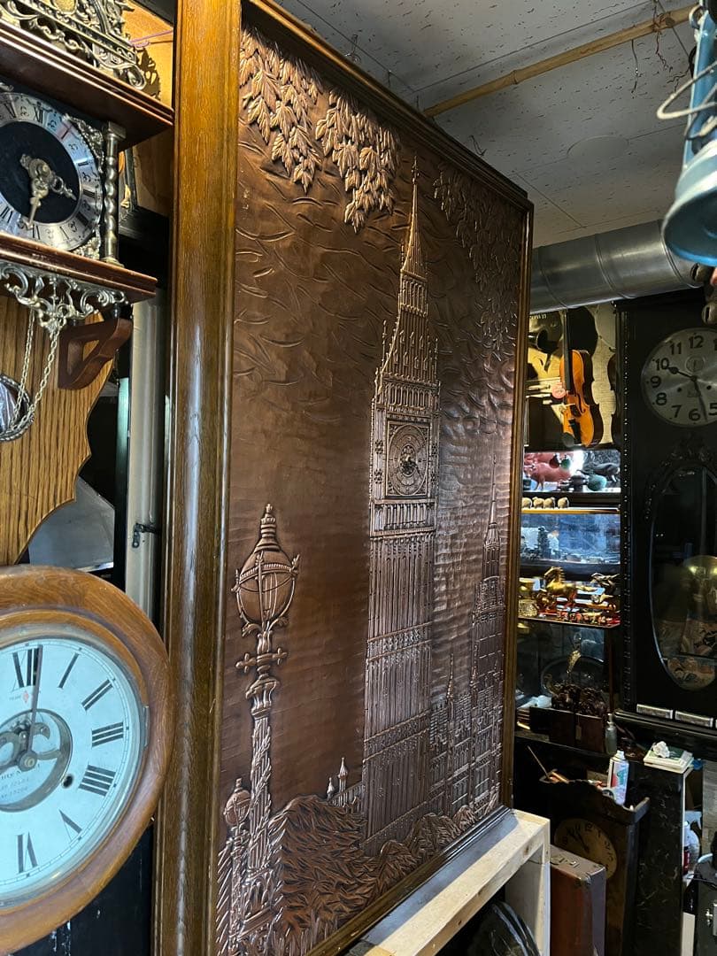 銅板絵、銅板時計、超特大銅板絵画、ウェストミントスター、国会議事堂、銅板製です