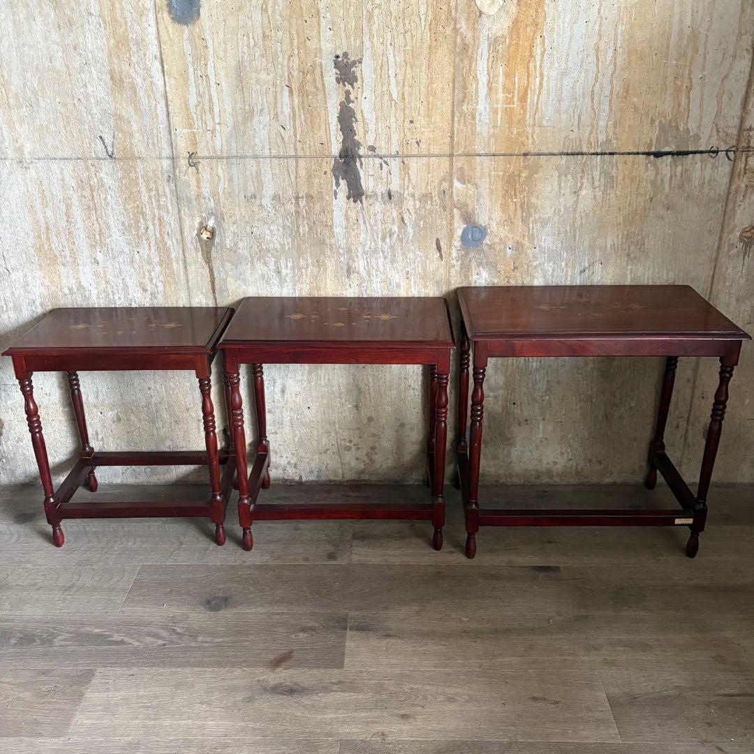 金工象嵌　ネストテーブル　ヴィンテージ　ローズウッド