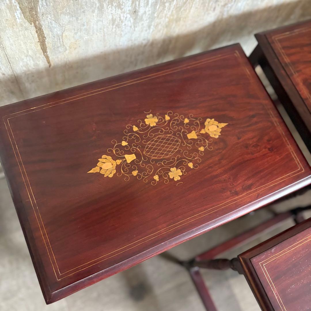 金工象嵌　ネストテーブル　ヴィンテージ　ローズウッド
