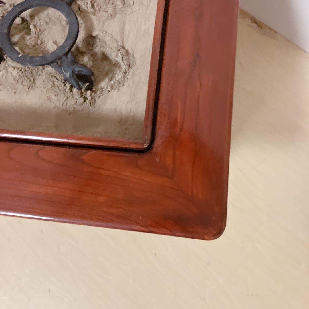 囲炉裏　木製　火鉢　火箸　灰付き　アンティーク　囲炉裏テーブル　古民具 蓋つき