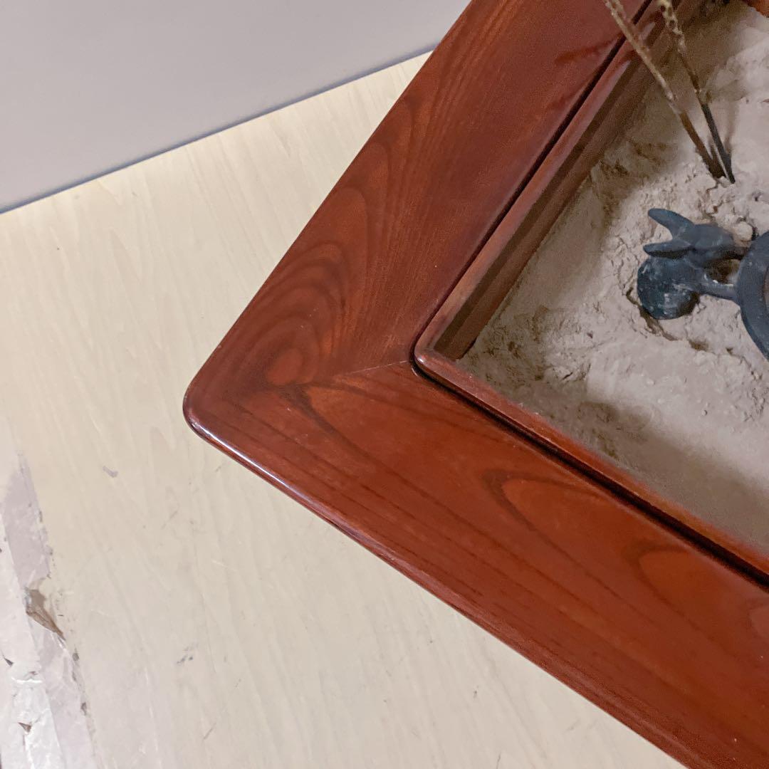 囲炉裏　木製　火鉢　火箸　灰付き　アンティーク　囲炉裏テーブル　古民具 蓋つき