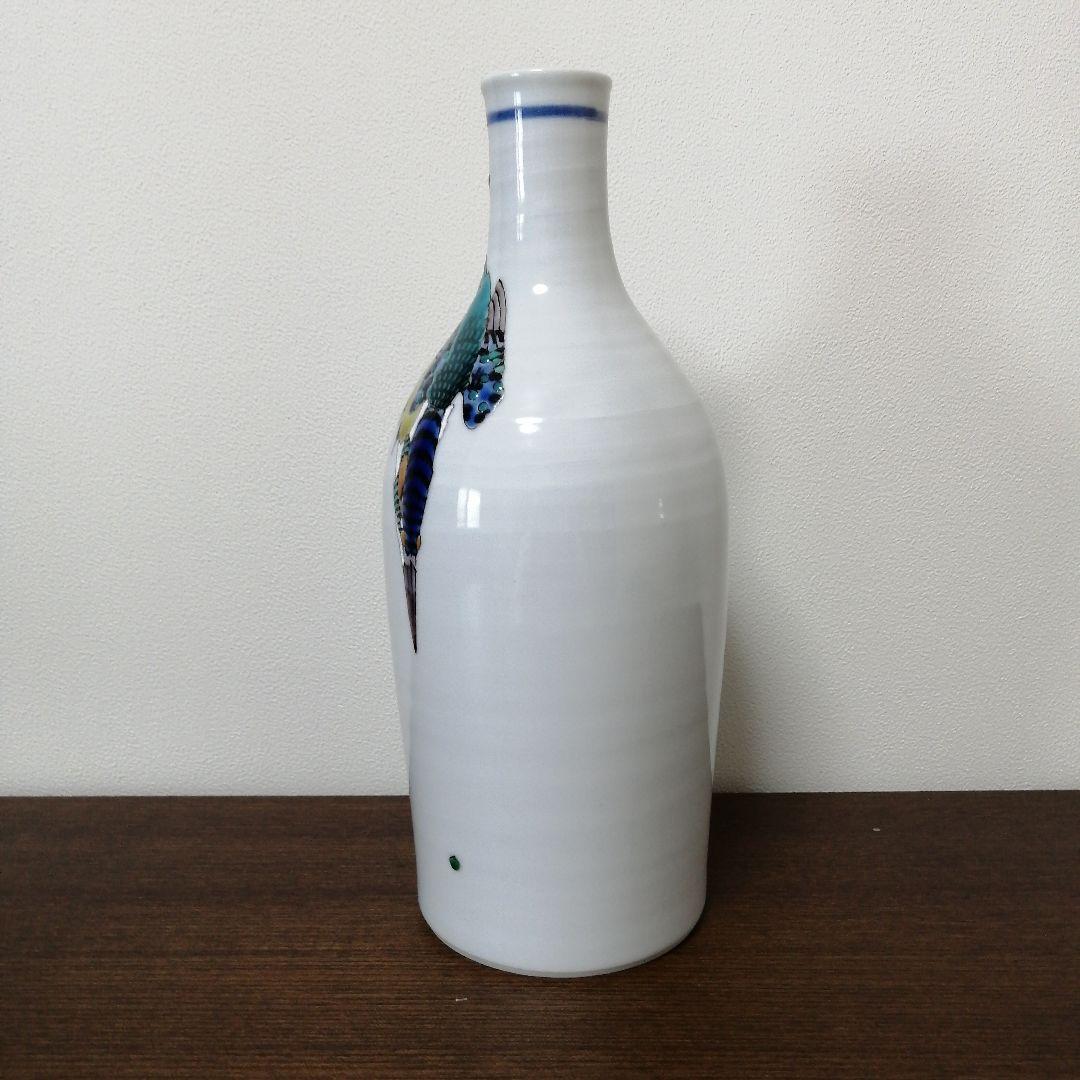 武腰潤　川蝉小口瓶　九谷焼　共箱　高さ24.5㎝