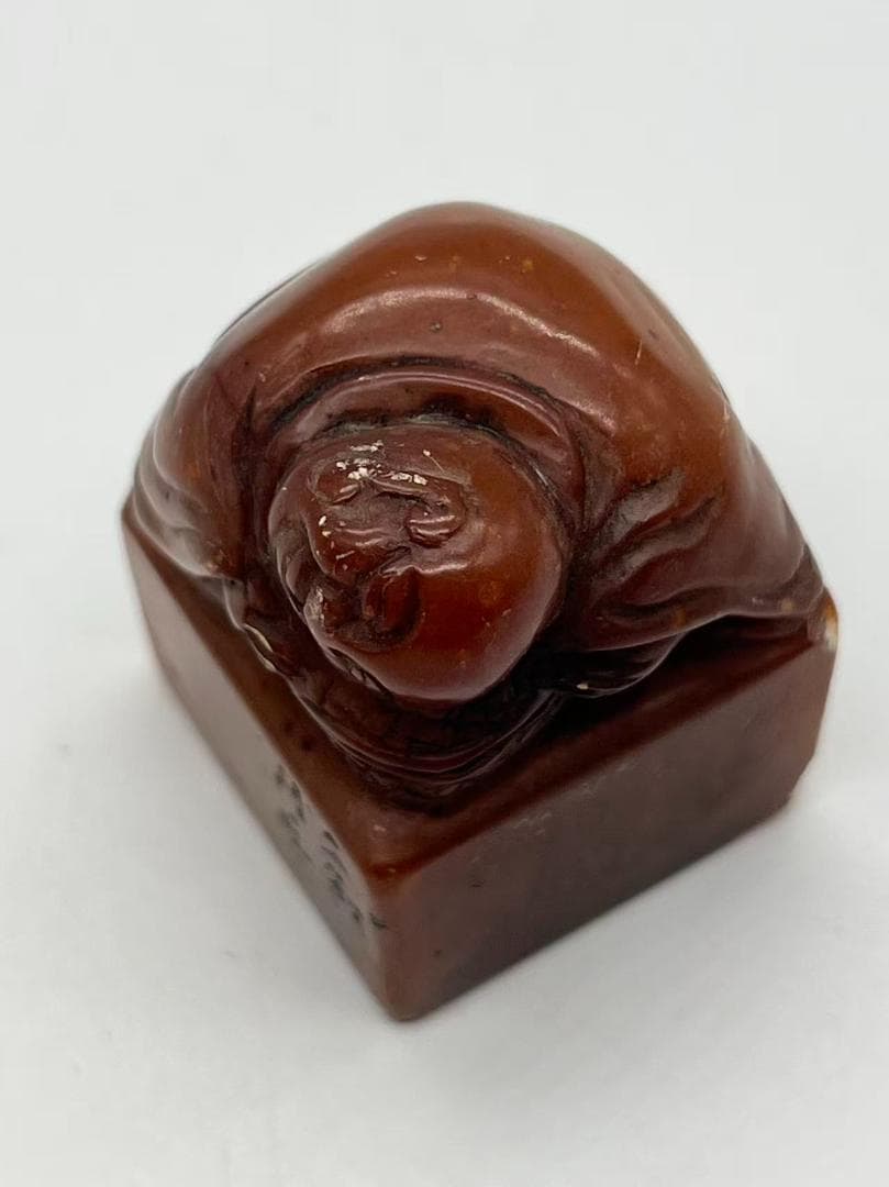 清時代 寿山石印 布袋仙人鈕 印文【人莫如故】 篆刻印鑑 収蔵印(F-238）