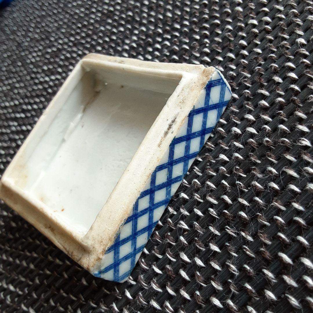 古い陶磁器小箱/幕末明治化粧香水瓶/日本富士山水画小物道具入/里帰り水滴根付