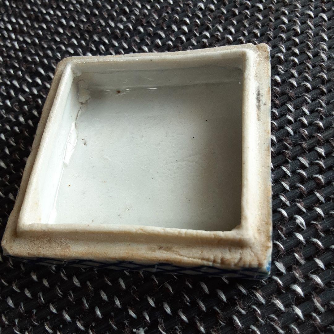 古い陶磁器小箱/幕末明治化粧香水瓶/日本富士山水画小物道具入/里帰り水滴根付