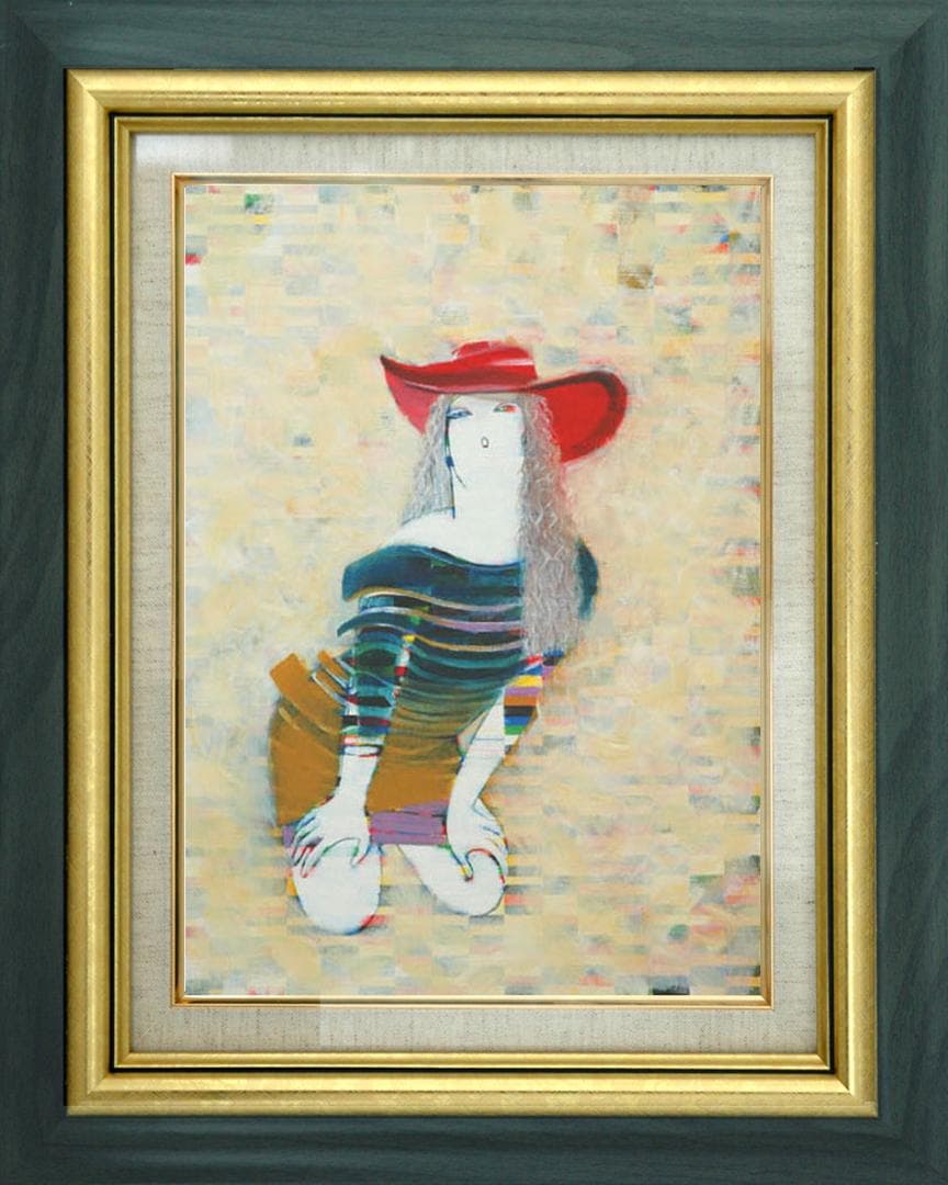 油絵 絵 絵画 インテリア 額付(白) F6-050213 人物 女性像