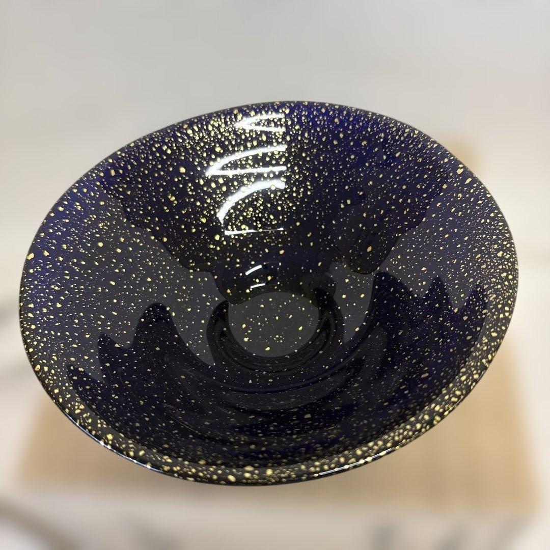 茶道具　渡辺信二　金箔鉢満点星　平茶碗