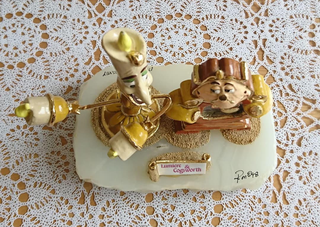 【超希少  入手困難】 美女と野獣 ルミエール＆コグスワース 置物 ディズニー