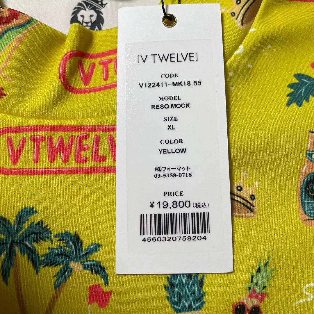 ⭐︎新品未使用Ｖ12⭐︎定価19800円⭐︎LEON⭐︎総柄モックネックyellowXL