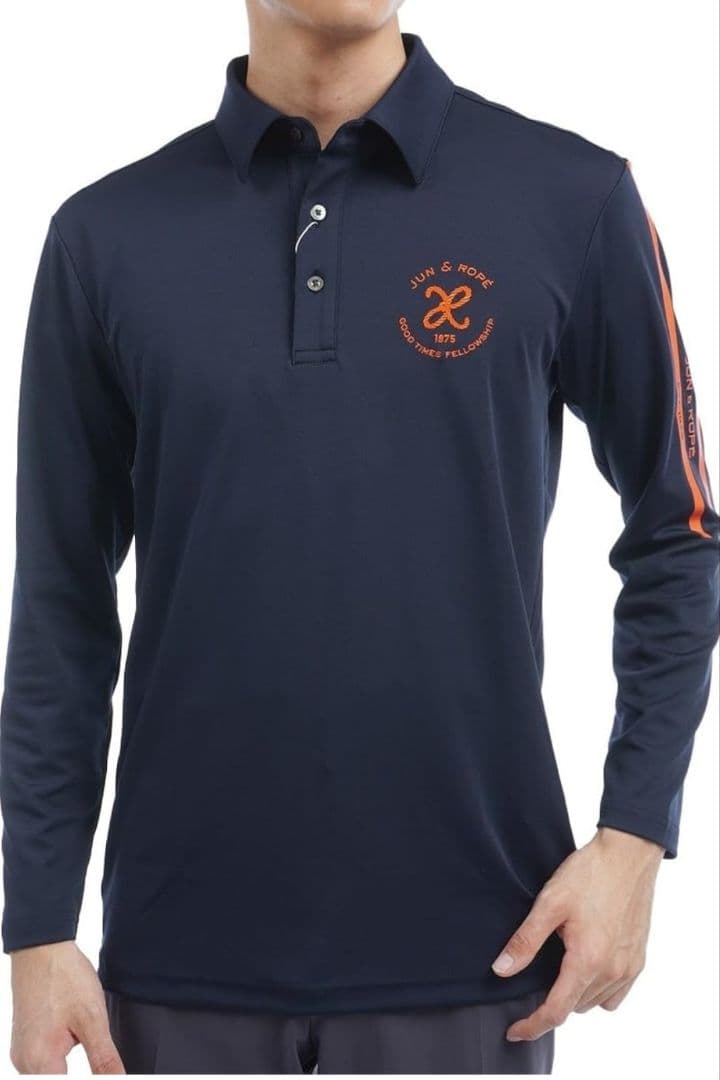 新品 ジュンアンドロペ 長袖ポロシャツ メンズ ゴルフウェア ネイビー Mサイズ