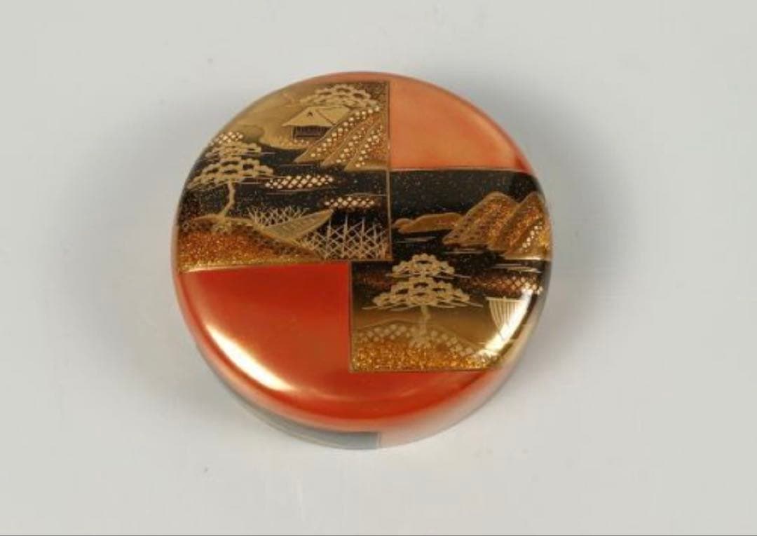 荒井正春 朱金富士松蒔絵 大棗 越前 蒔絵師 茶道具 煎茶道具