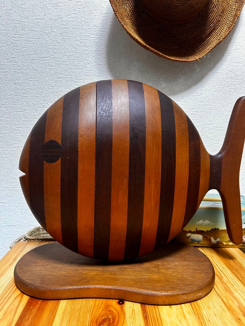 最終値下ヴィンテージ 小物入れ 木製 魚 置物 ハンドメイド 工芸品 オブジェ
