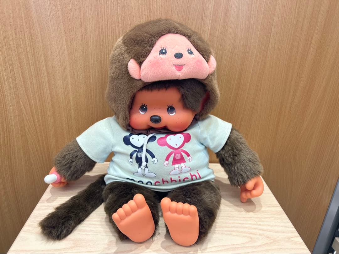 【希少・ビッグサイズ】モンチッチ おサル帽子付きぬいぐるみ Monchhichi
