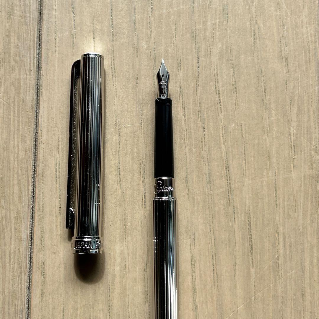 シャレーナ銀 EF ストライプ ブラック セーラー万年筆