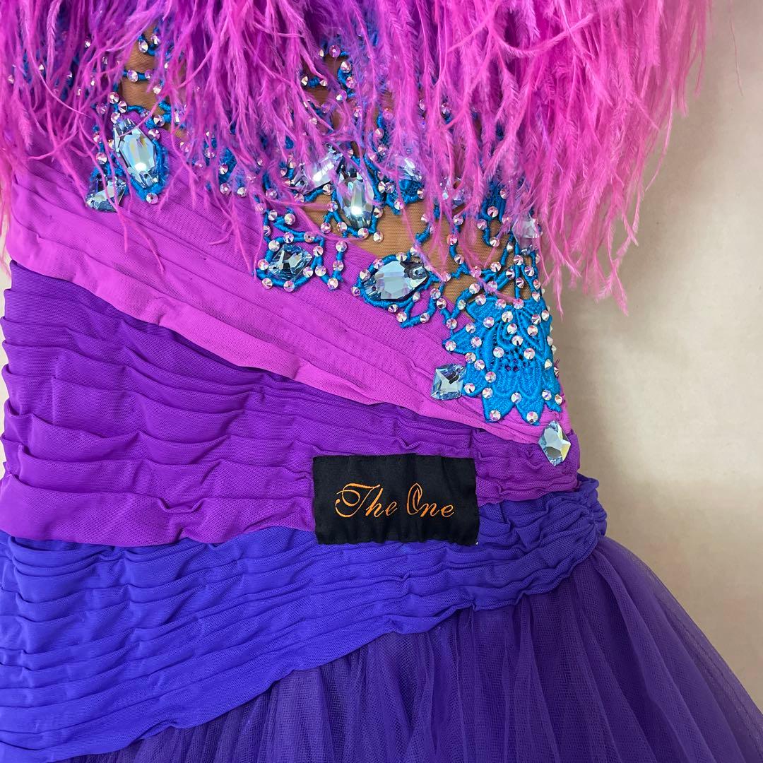 社交ダンス　ドレス　スタンダードドレス　紫　THE ONE ワンピース　衣装