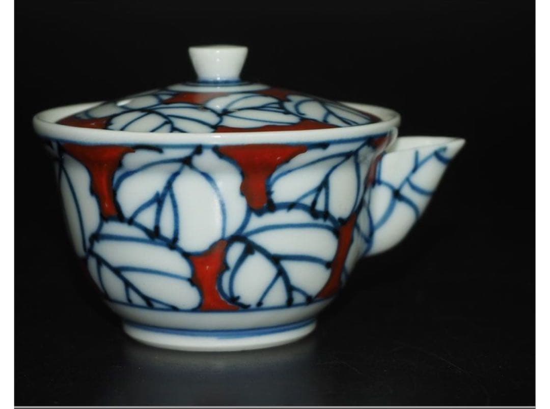 送料無料 京焼　七甫造　色絵青花玉露茶器揃　小振り・手描き・精巧作り　煎茶道具