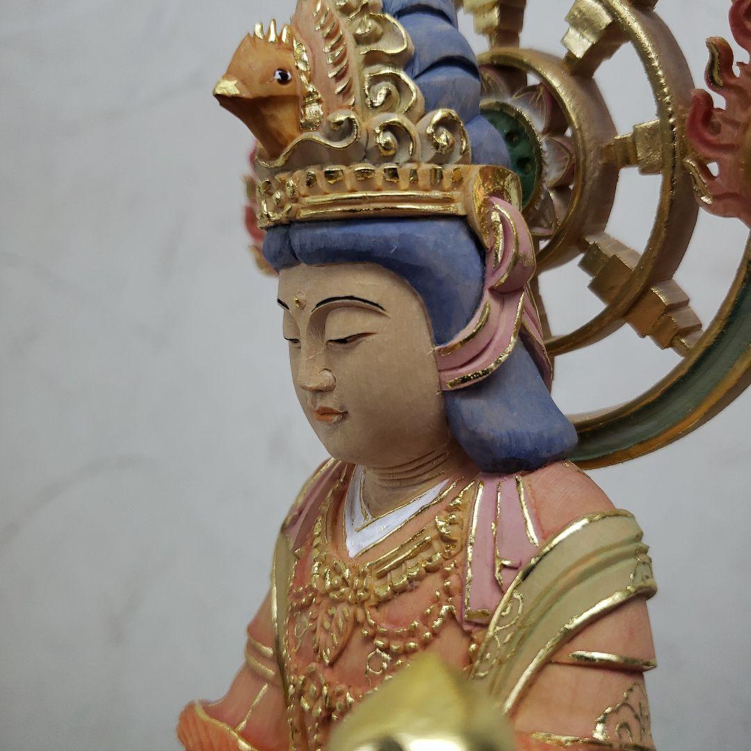 Ｂフライデー蔵出し特価　美しい仏像★ヒバ材 淡彩色錐金 吉祥天6寸★毘沙門天の妃