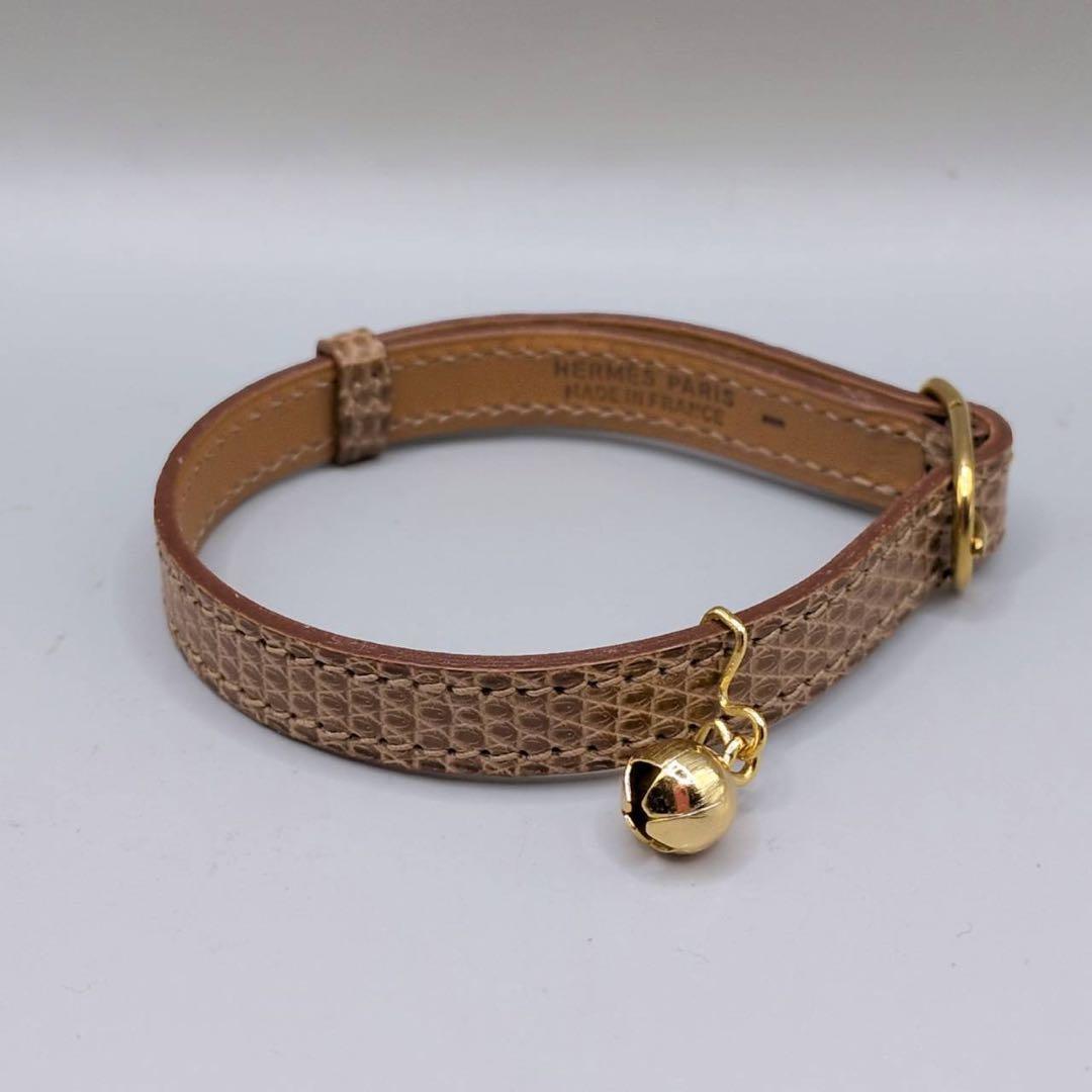 HERMES エルメス 首輪 猫 ネコ リザード レザー 鈴 ペット