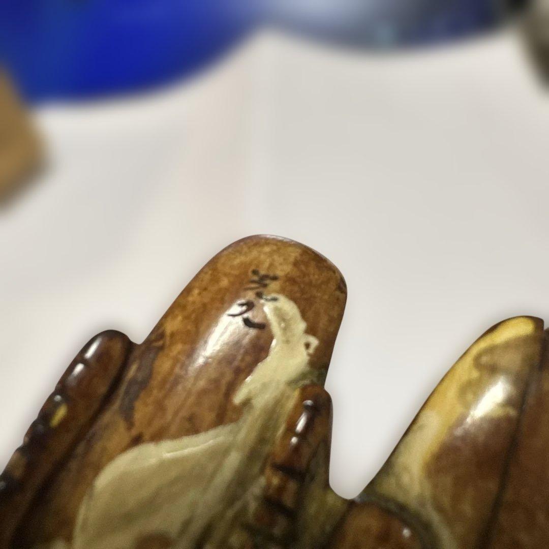 根付　骨董　銘有り 美術品 コレクション　二羽の鳥の彫刻