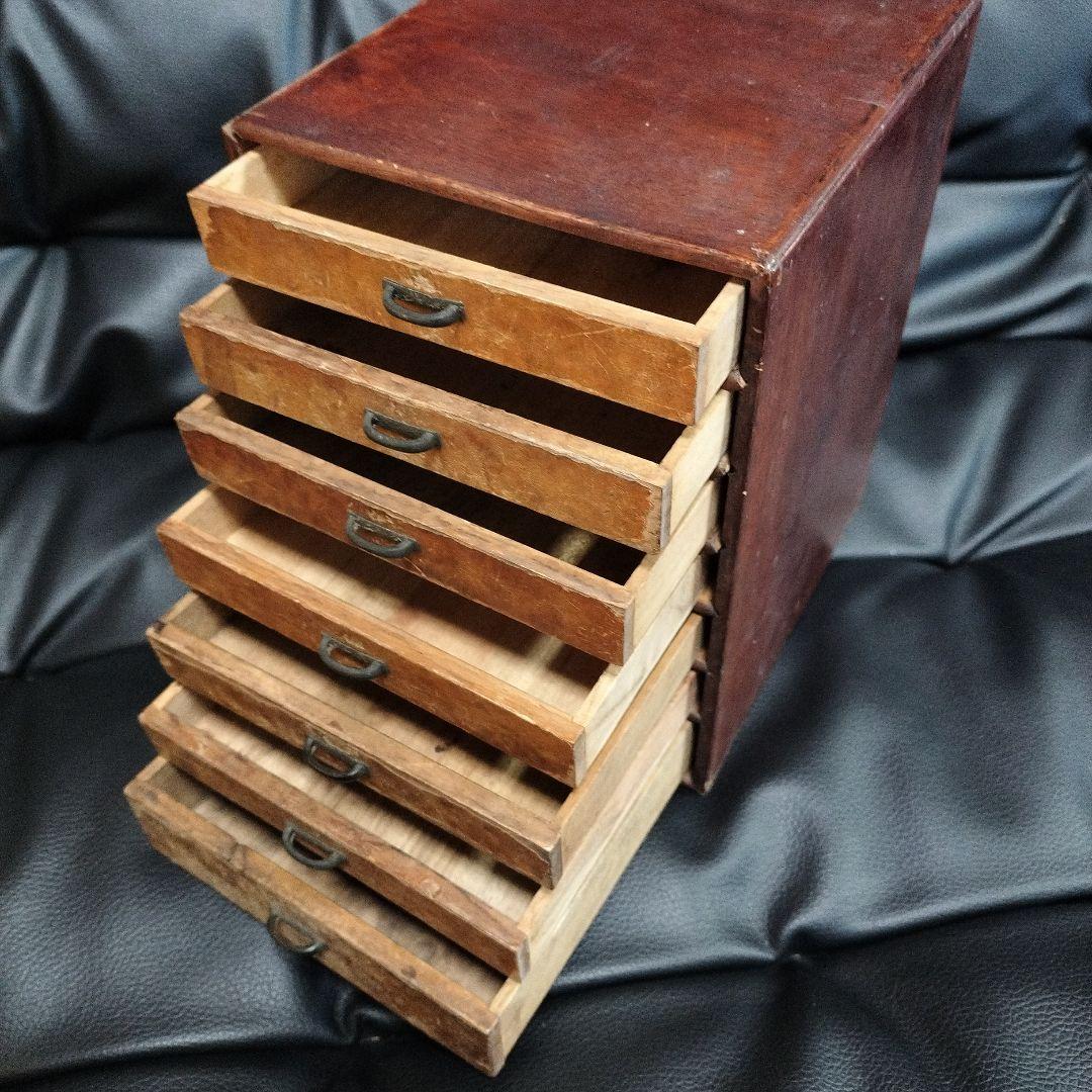 アンティーク 小物入れ 7段 木製 レトロ 棚