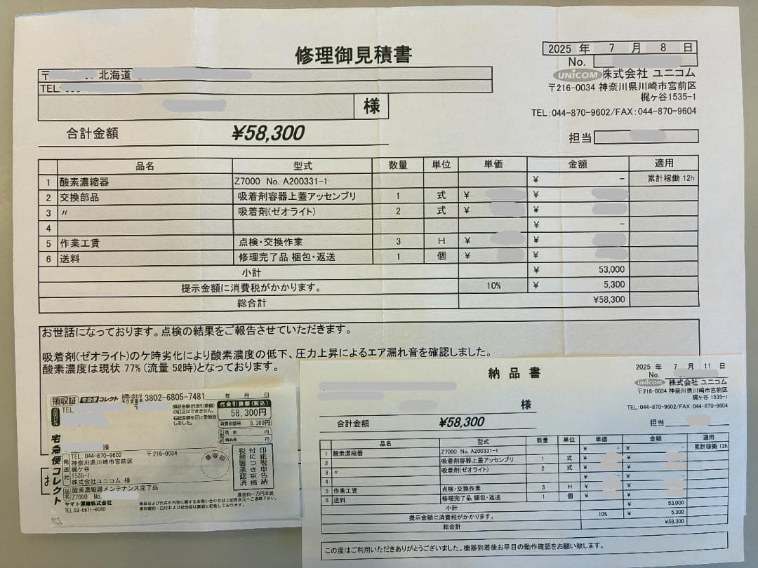ユニコム UNICOM 酸素濃縮器 オキシランド Z-7000 Z-3000