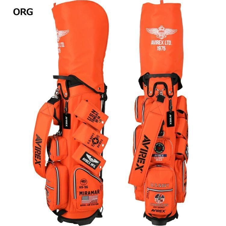新品 AVIREX アヴィレックスゴルフ スタンド キャディバッグ オレンジ