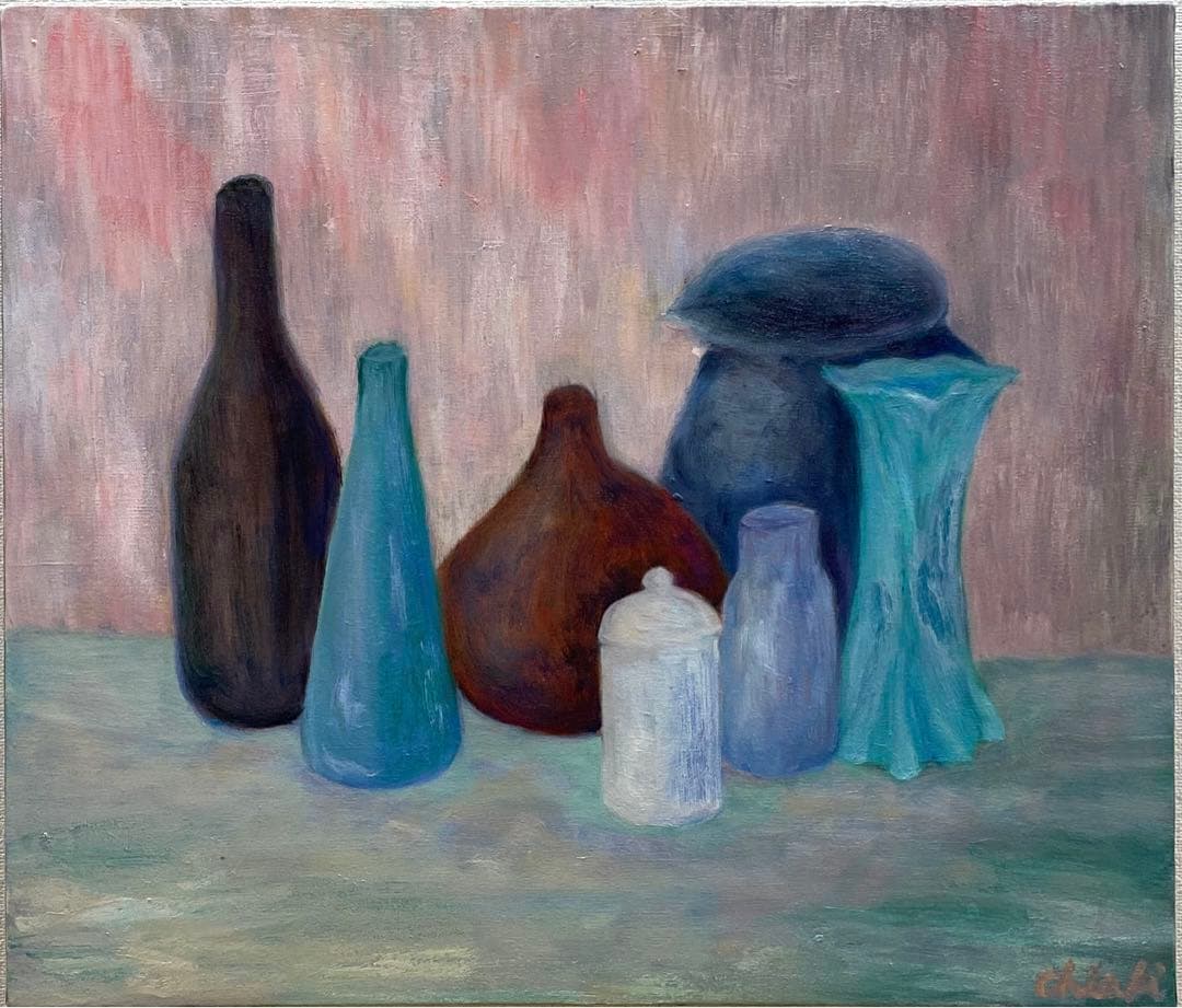 絵画　油絵　ジョルジョモランディ　『並べられたガラス』