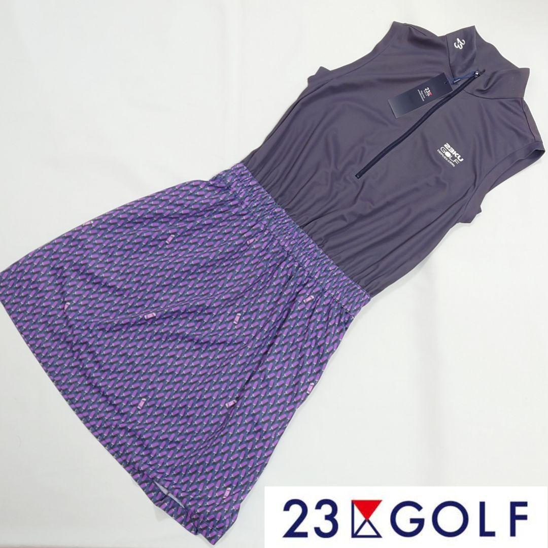 【新品タグ付き】23区ゴルフ ノースリーブワンピース レディースM〜L
