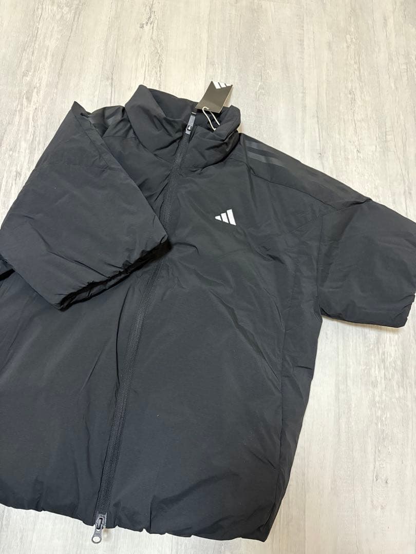 新品XL アディダスゴルフ　撥水 ハイネック フルジップ半袖ダウンジャケット