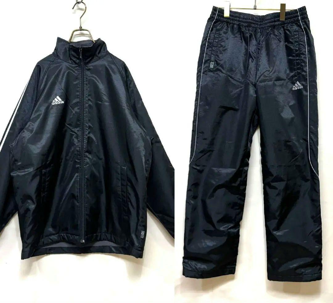 希少 00's y2k adidas 万国旗 ナイロン 上下セットアップ 黒