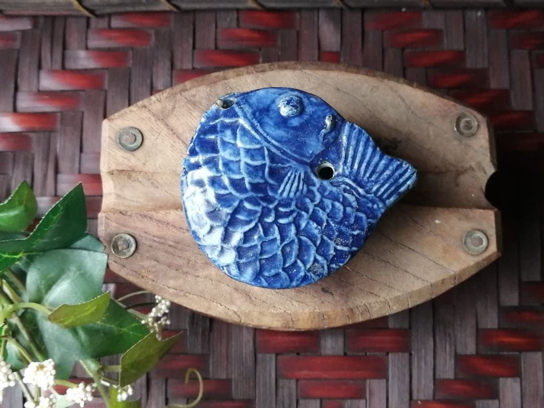 骨董　李朝　鯛型水滴書道具