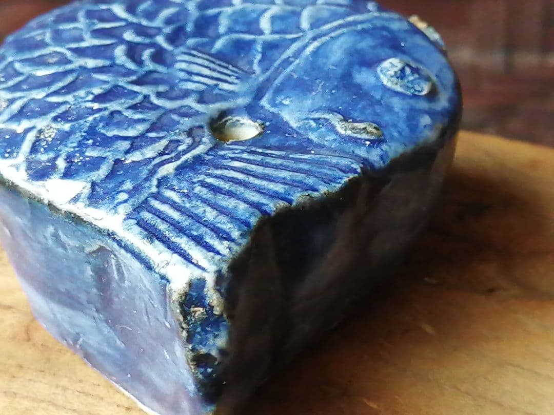 骨董　李朝　鯛型水滴書道具