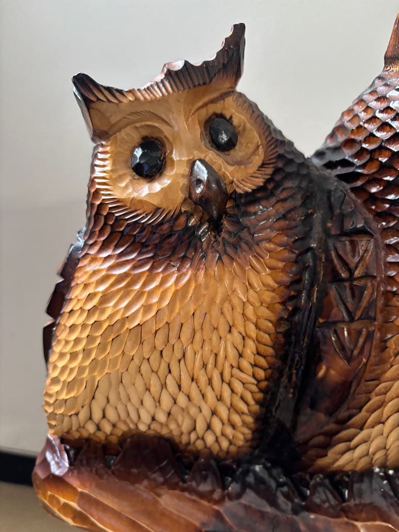 フクロウ 置物 梟 ふくろう 木彫 高さ約73cm オブジェ
