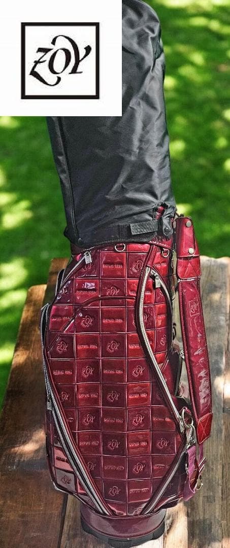 送料無料/美品　Zoy 高級エナメル大型・キャディバッグRED