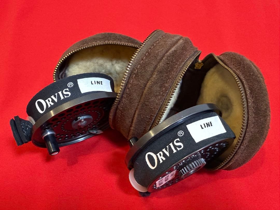 ORVIS ★☆ オービス フライリール 2個 革ケース付き 正常作動未確認