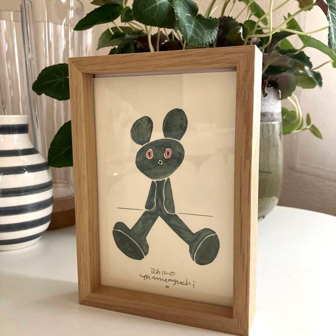 山口一郎　原画　ポストカード　テディベア　グリーン