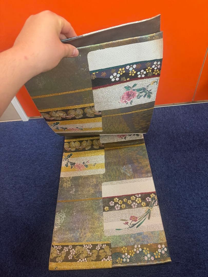 2695 袋帯 古代彫金紋 西陣織 金糸　高級上質上品　約440cm 未使用