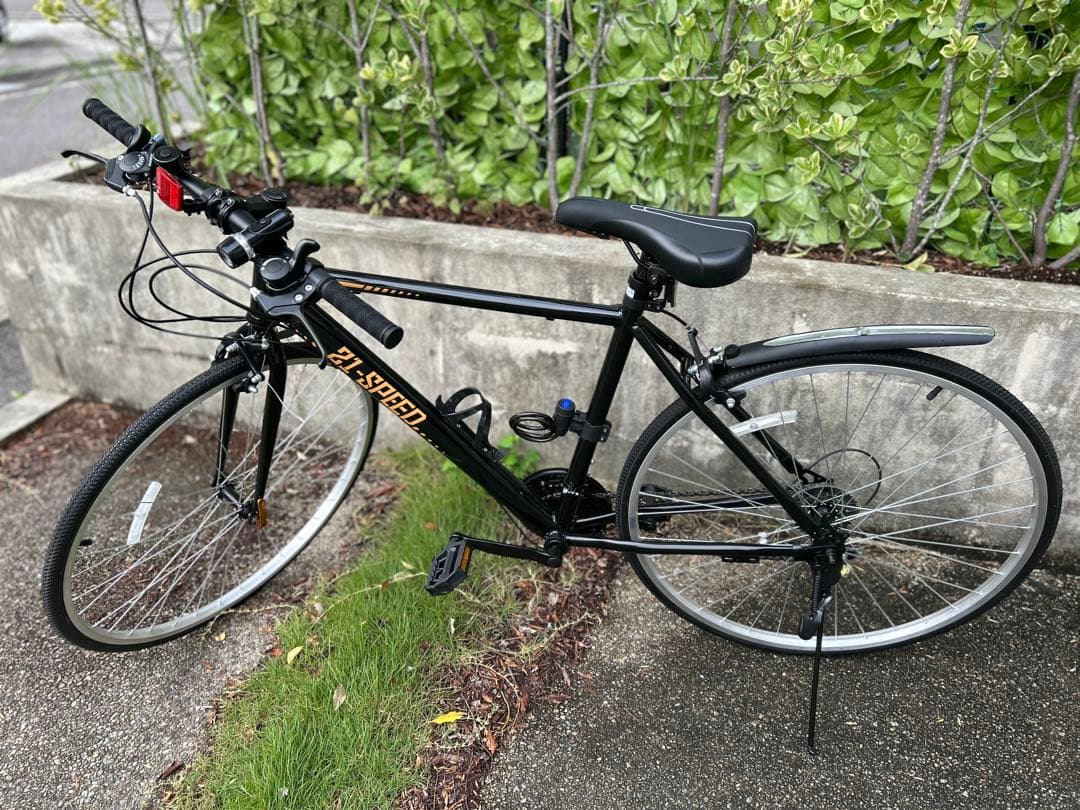 【ぶらんこっこ】クロスバイク自転車21段変速 700C 27インチ相当 黒